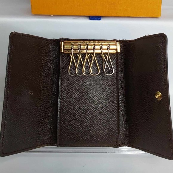 'LOUIS VUITTON' DAMIER 'EBENE'  MONOGRAM 6~RING KEY KEEPER & BOX 2-PIECE SET - Picture 5 of 16